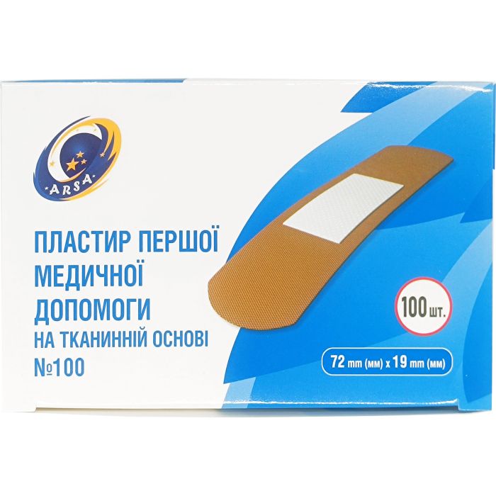Пластир першої медичної допомоги на тканинній основі ARSA 72мм x 19мм (5шт.)