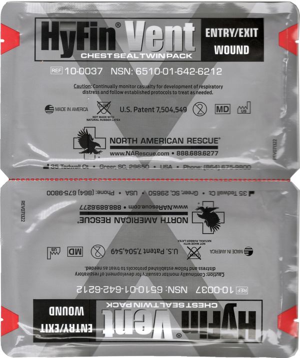 Оклюзійна наліпка вентильована HyFin Vent Chest Seal NAR (Twin Pack)