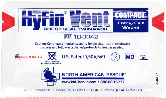 Оклюзійна наліпка вентильована HyFin Vent Chest Seal Compact NAR