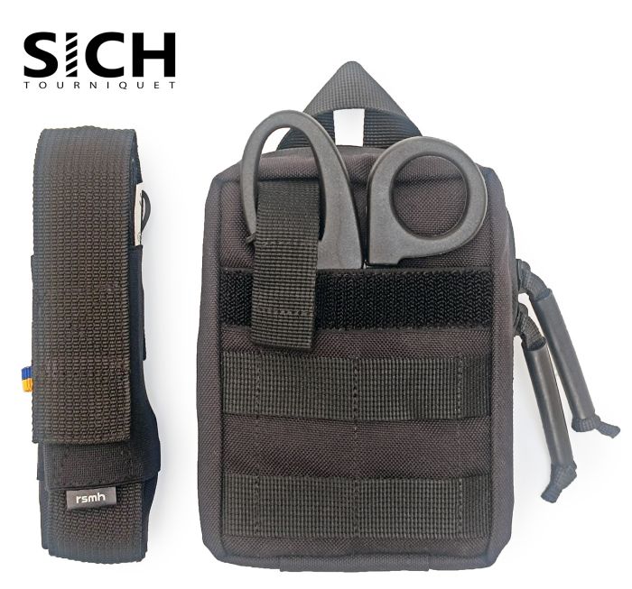 Аптечка тактична військова Аскет-SICH RSMH з системою швидкого скиду чорна