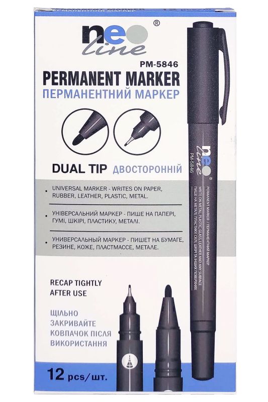 Маркер перманентний двосторонній NeoLine, синій
