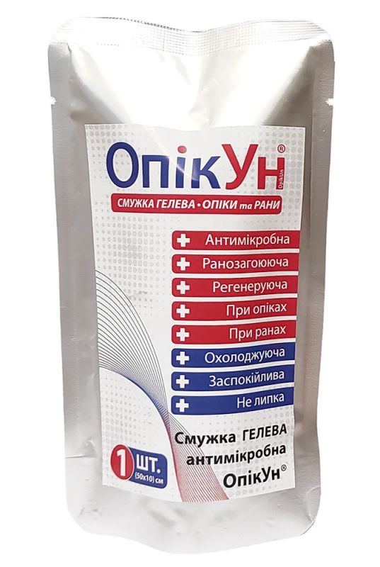 Серветка гелева антимікробна «ОпікУн» 50х10см, №1
