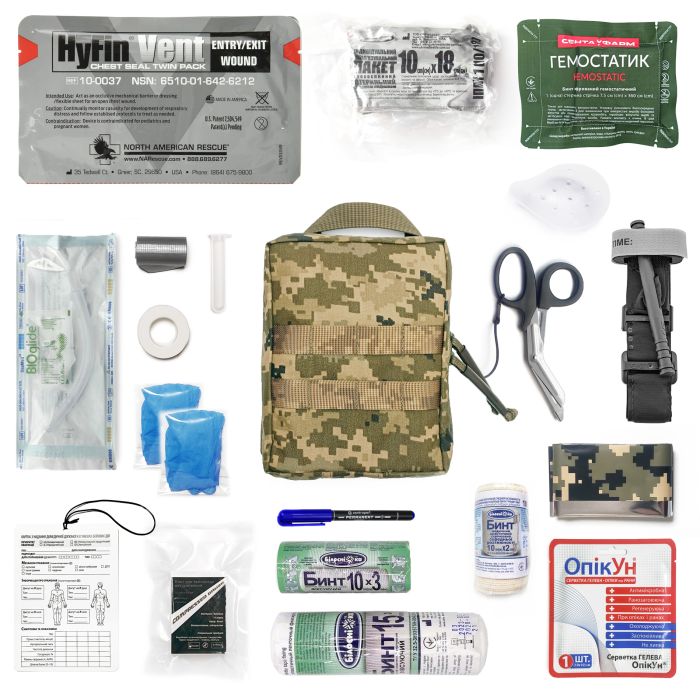 Тактична аптечка розширеної комплектації RSMH CAT піксель