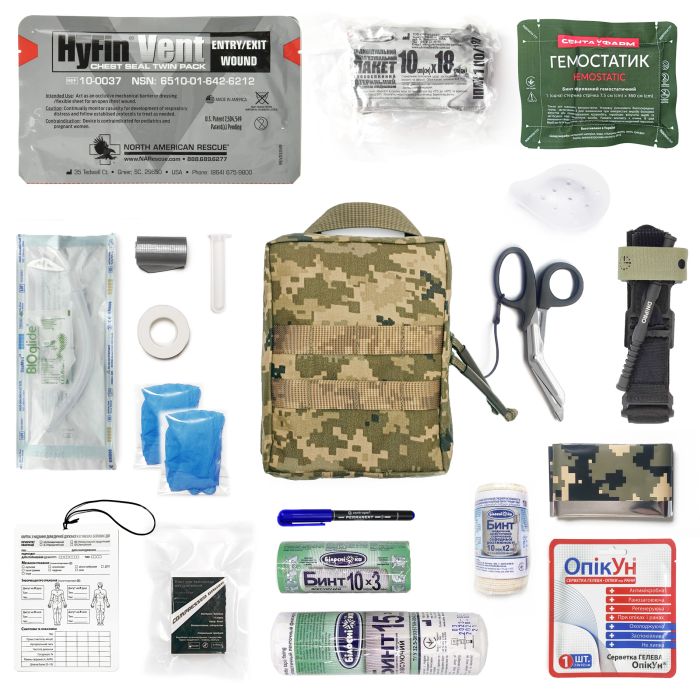Тактична аптечка розширеної комплектації RSMH DNIPRO піксель