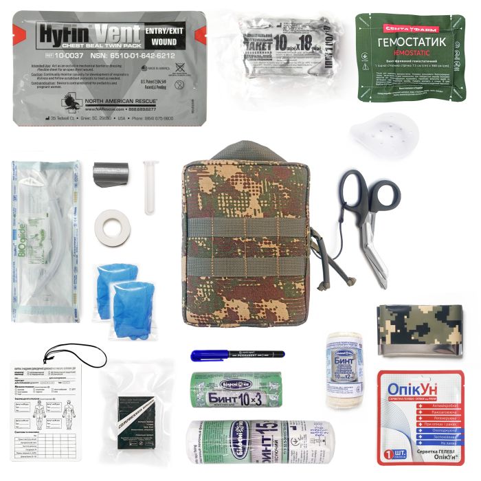 Тактична аптечка розширеної комплектації RSMH DNIPRO хижак без турнікета
