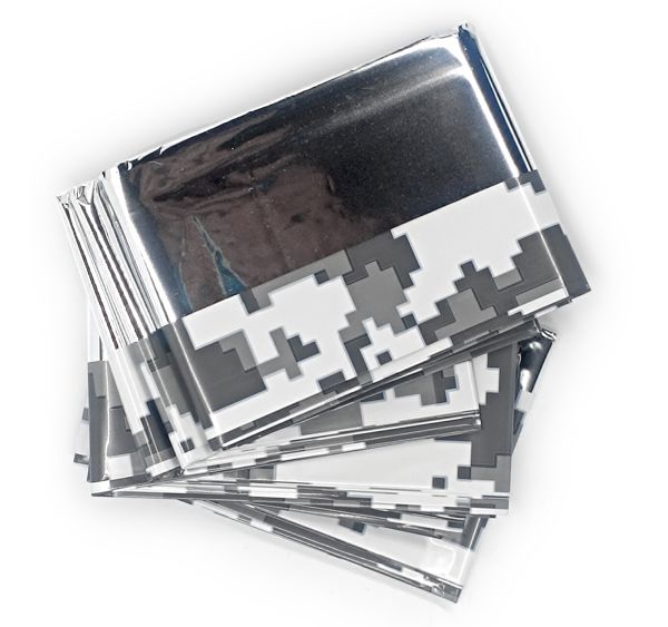 Термоковдра рятувальна срібло / піксель Зимовий камуфляж 160 × 210 см