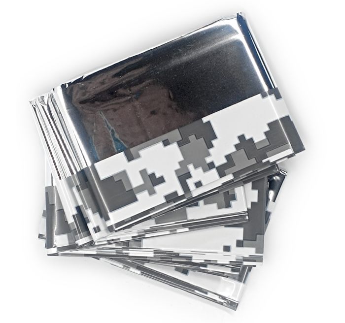 Термоковдра рятувальна срібло / піксель Зимовий камуфляж 160 × 210 см